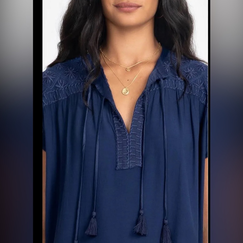 EUC Johnny Was Double Tassel Blouse